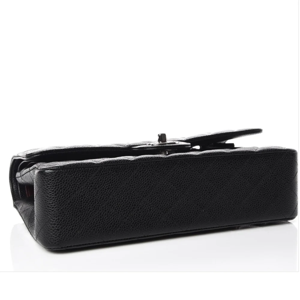 Chanel Black Caviar Medium Classic Duble Flap Bag Silver Chain - Picture 3 of 9